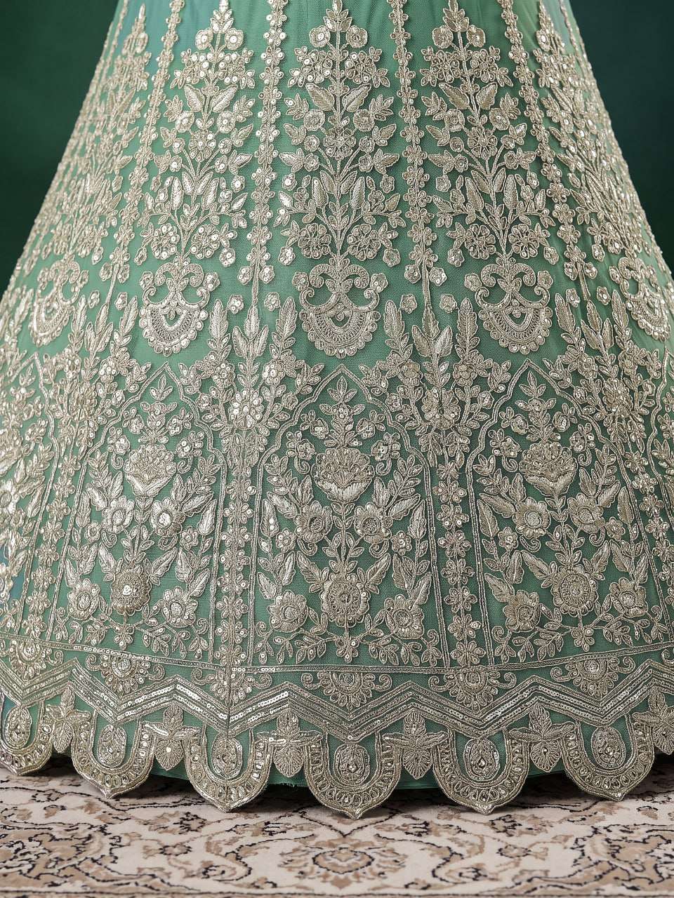 Pista Green Heritage colour with Soft Net fabric beautiful Embroidered work on lehenga choli 6013 Pista